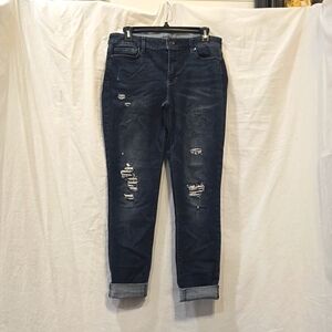 White House Black Market - Dark Blue Distressed Skinny Ankle Jeans - (8)